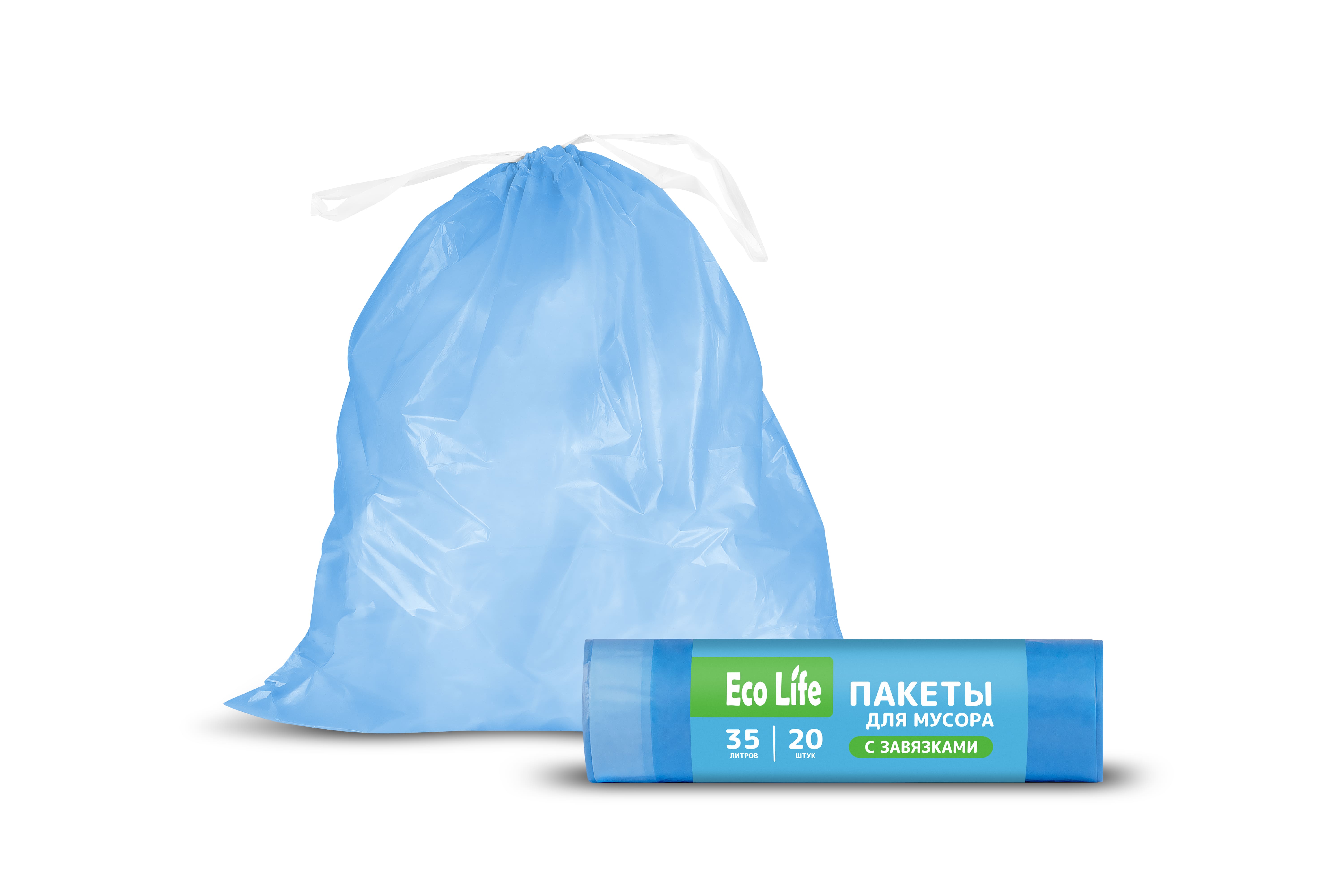 Пакеты для мусора с завязками "Eco Life", 35 литров, 20 штук