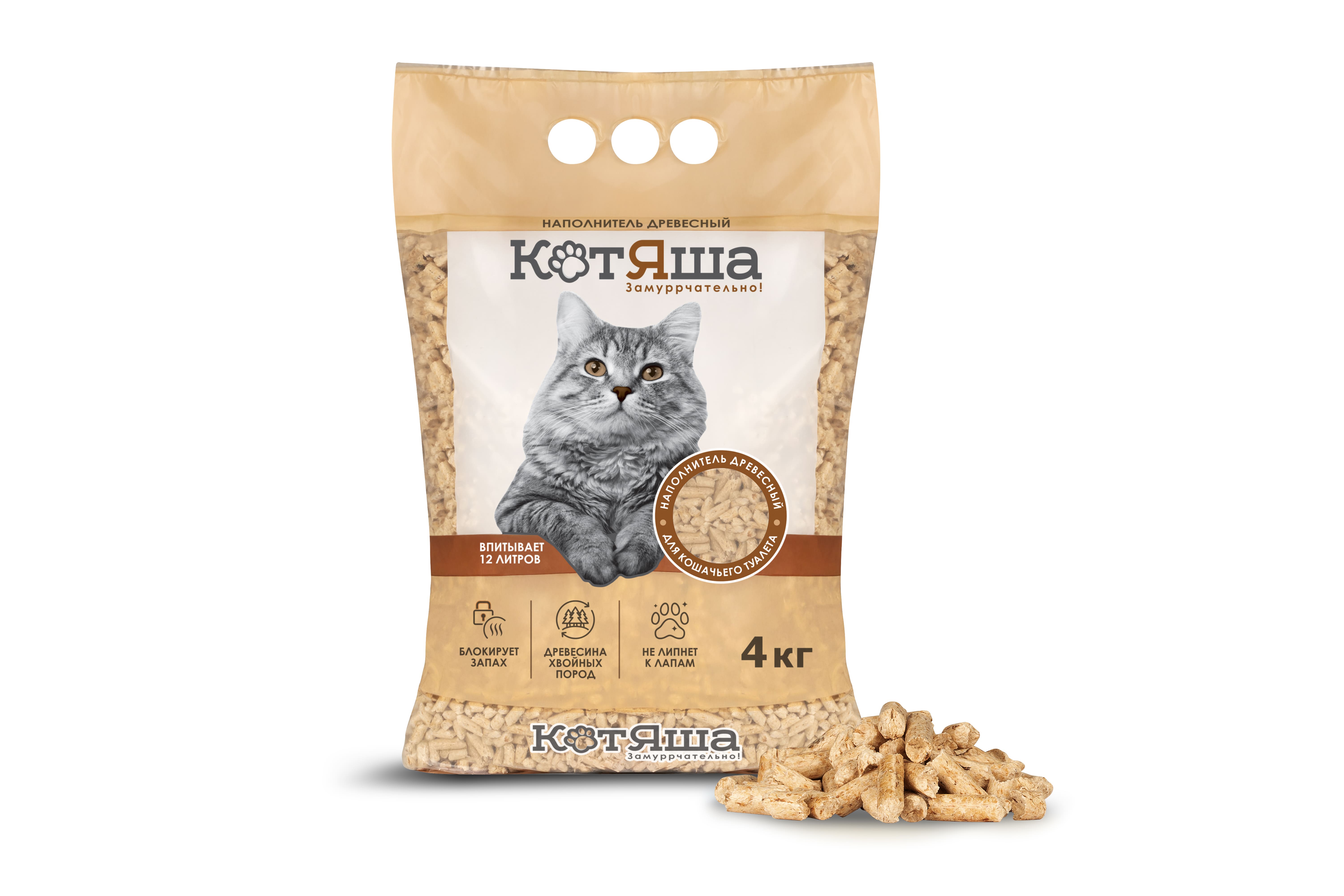 Древесный наполнитель для кошек "КотЯша"