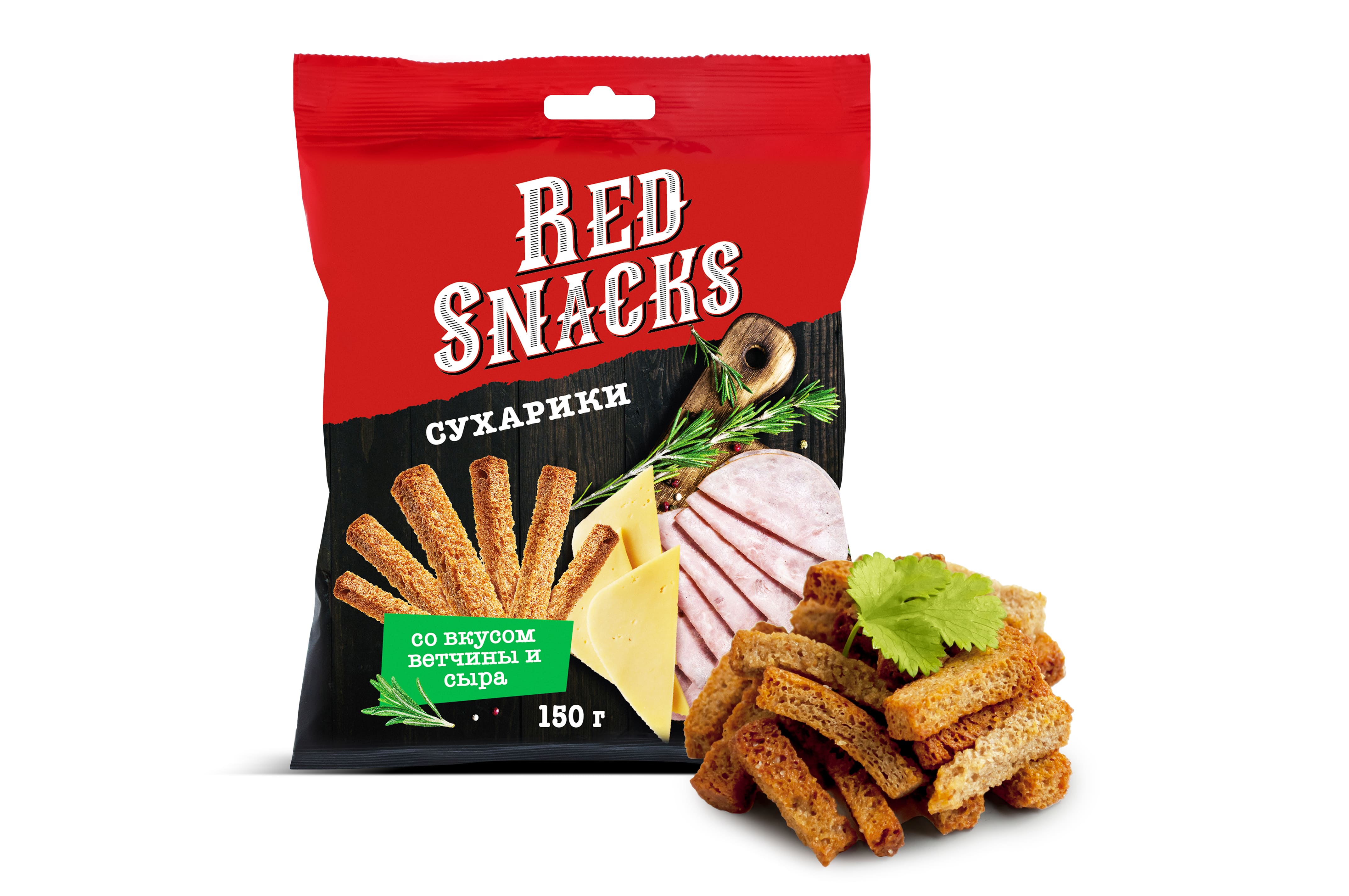 Сухарики "Red Snacks" со вкусом ветчины и сыра